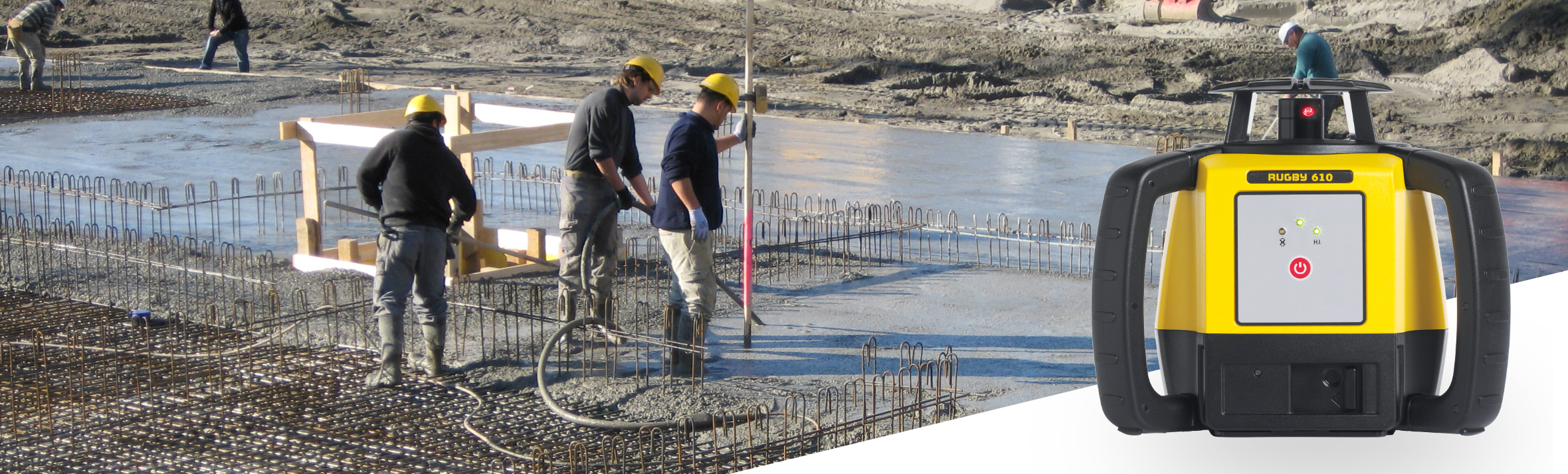Leica Rugby 610 impiegato durante il getto di una platea in cantiere